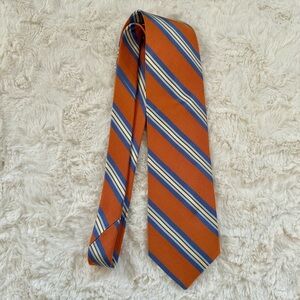 Ike Behar Orange and Blue Striped Tie